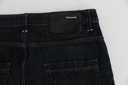 Blue Wash Cotton Denim Straight Fit Jeans Acht