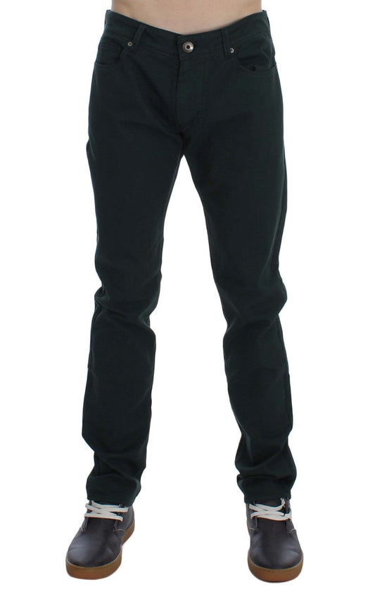 Green Cotton Denim Stretch Straight Fit Jeans Ermanno Scervino