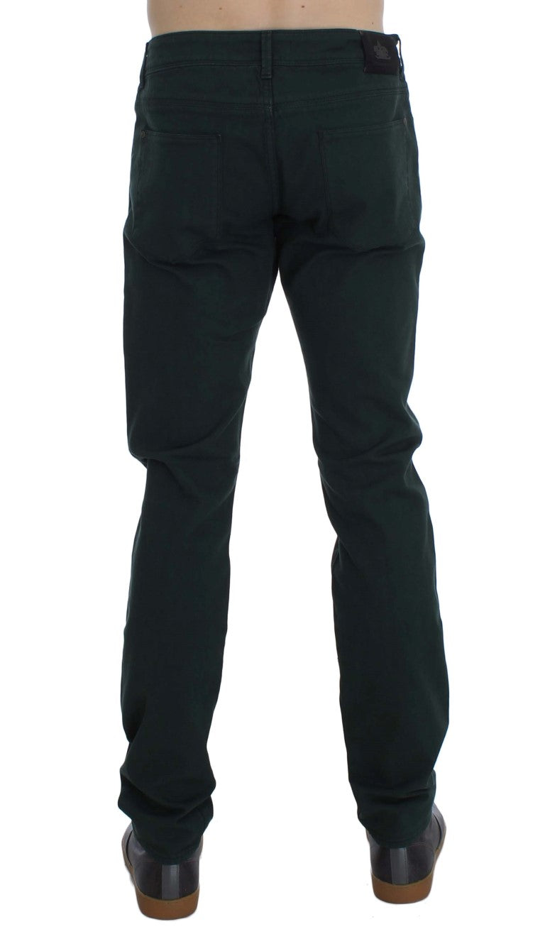 Green Cotton Denim Stretch Straight Fit Jeans Ermanno Scervino