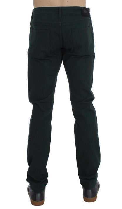 Green Cotton Denim Stretch Straight Fit Jeans Ermanno Scervino