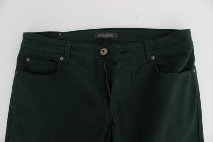 Green Cotton Denim Stretch Straight Fit Jeans Ermanno Scervino