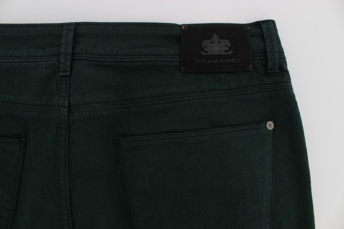 Green Cotton Denim Stretch Straight Fit Jeans Ermanno Scervino
