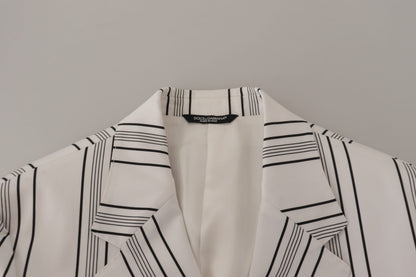 White Stripes Cotton Single Breasted Blazer