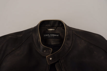 Black Leather Zipper Biker Coat Jacket