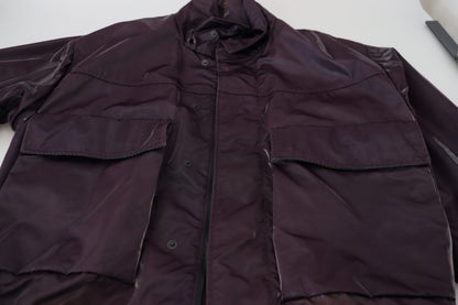 Purple Nylon Collared Biker Coat Jacket