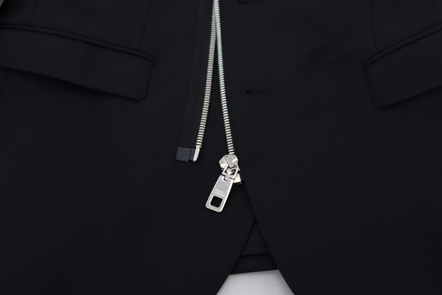 Black Wool Full Zip Long Sleeves Jacket