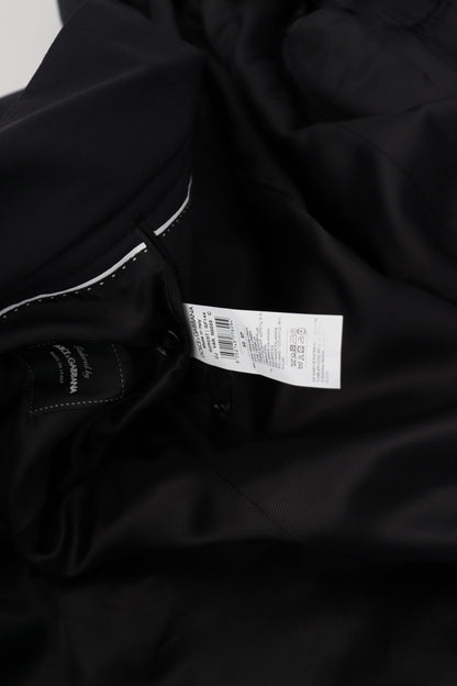 Black Wool Full Zip Long Sleeves Jacket