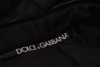 Black Nylon Hooded Parka Coat Winter Jacket
