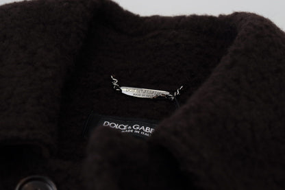 Black Alpaca Button Down Trench Coat Jacket