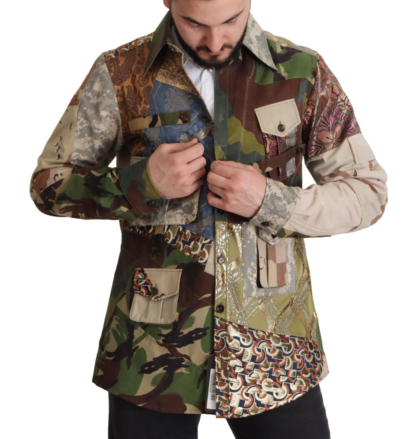 Multicolor Button Down Patchwork Shirt