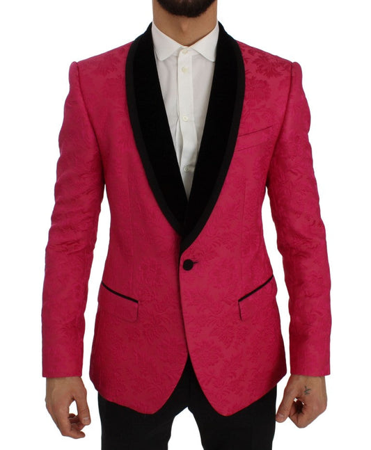 Pink Floral Brocade Slim Blazer Jacket Dolce & Gabbana