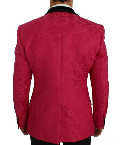 Pink Floral Brocade Slim Blazer Jacket Dolce & Gabbana