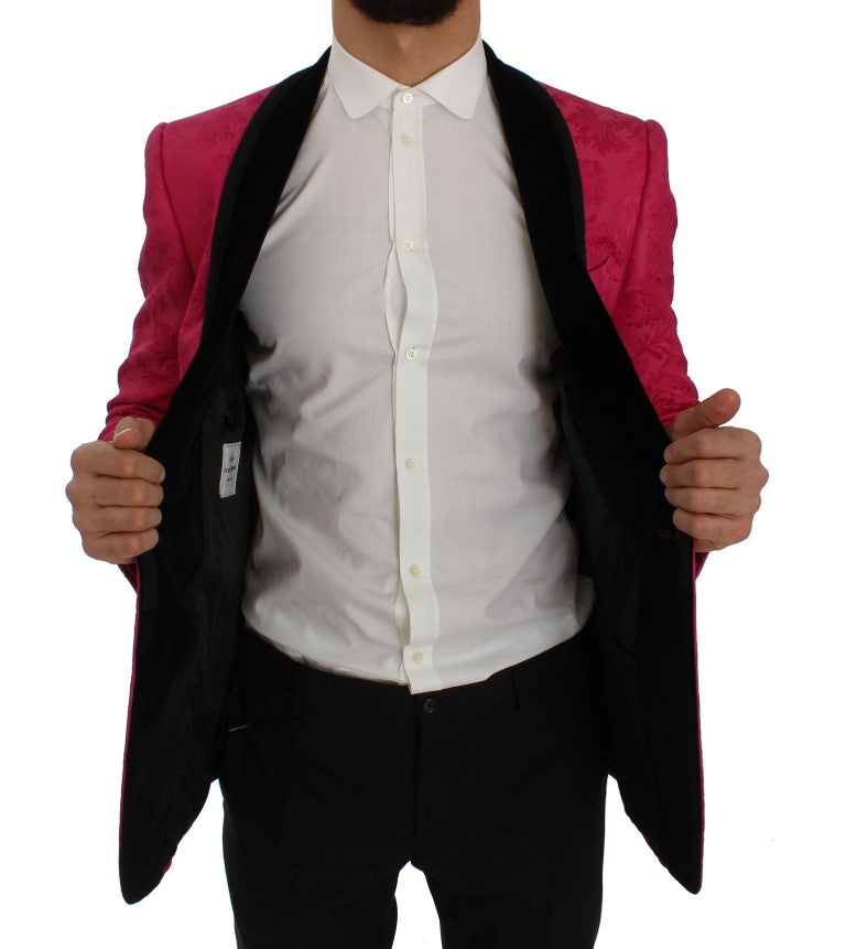 Pink Floral Brocade Slim Blazer Jacket Dolce & Gabbana