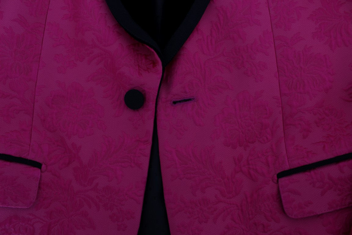 Pink Floral Brocade Slim Blazer Jacket Dolce & Gabbana