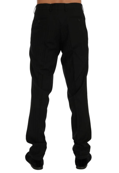 Black Striped Wool Stretch Pants Dolce & Gabbana