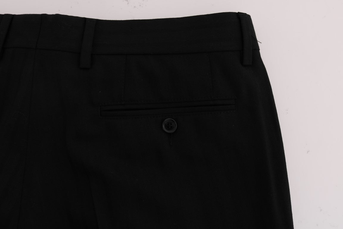 Black Striped Wool Stretch Pants Dolce & Gabbana
