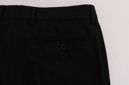 Black Striped Wool Stretch Pants Dolce & Gabbana