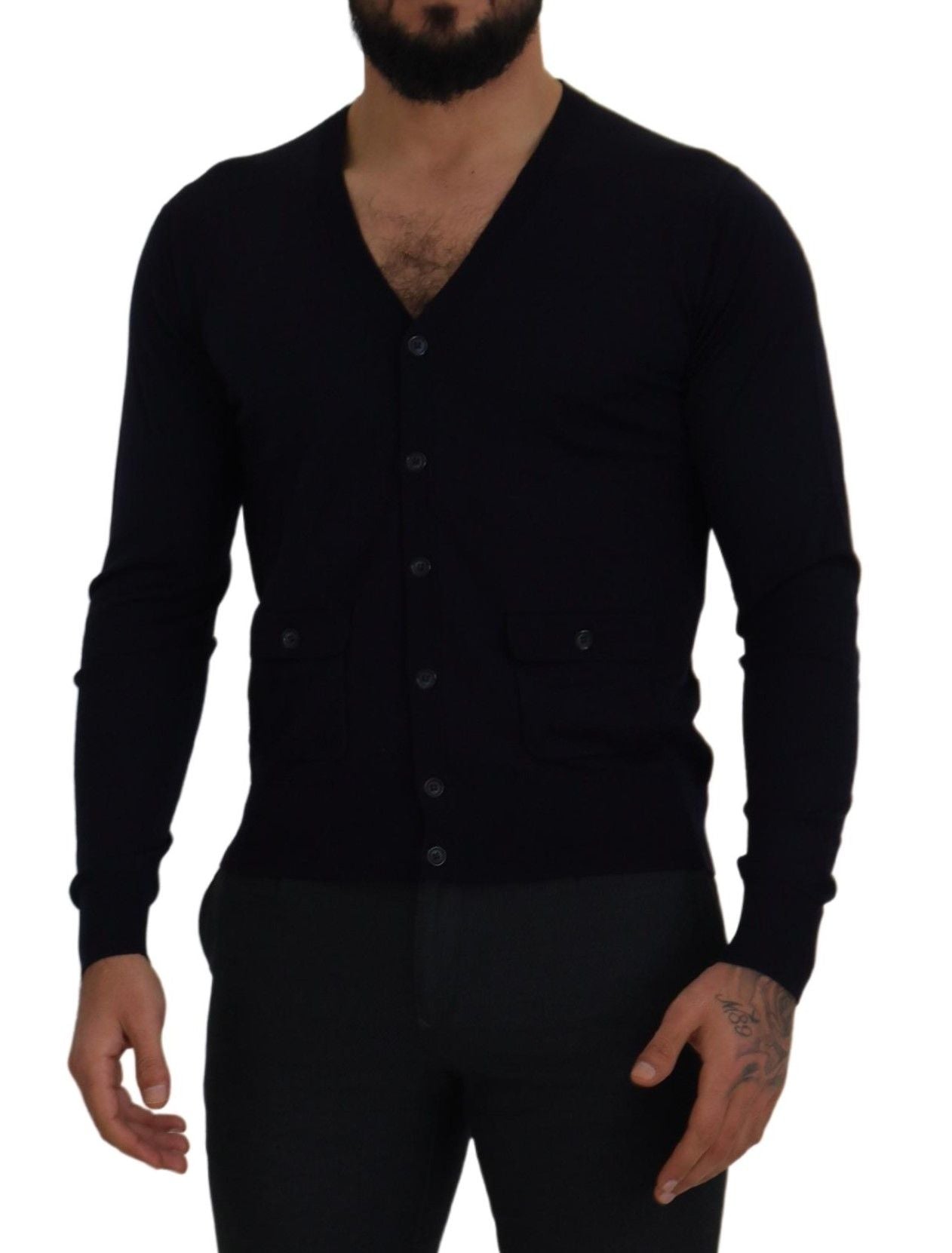 Blue Wool STAFF Down Cardigan Sweater