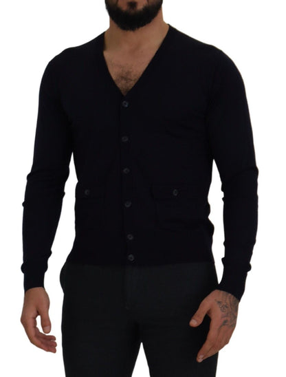 Blue Wool STAFF Down Cardigan Sweater