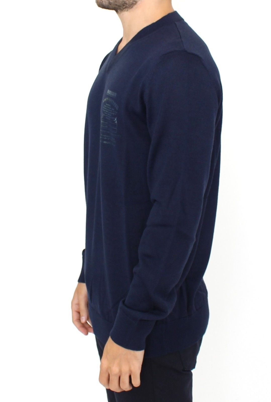 Blue Wool Blend V-neck Pullover Sweater Ermanno Scervino