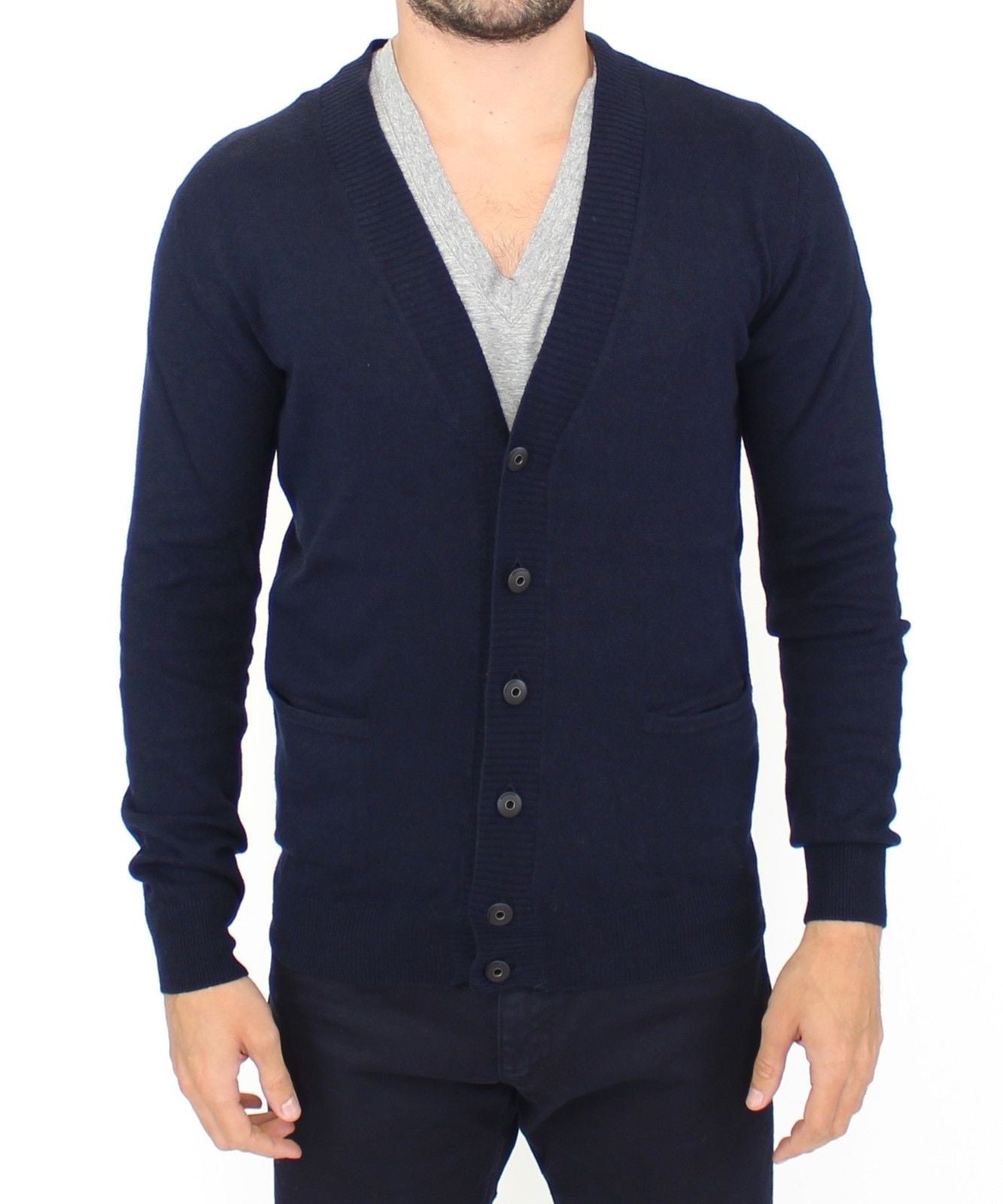 Blue Wool Cashmere Cardigan Pullover Sweater Ermanno Scervino
