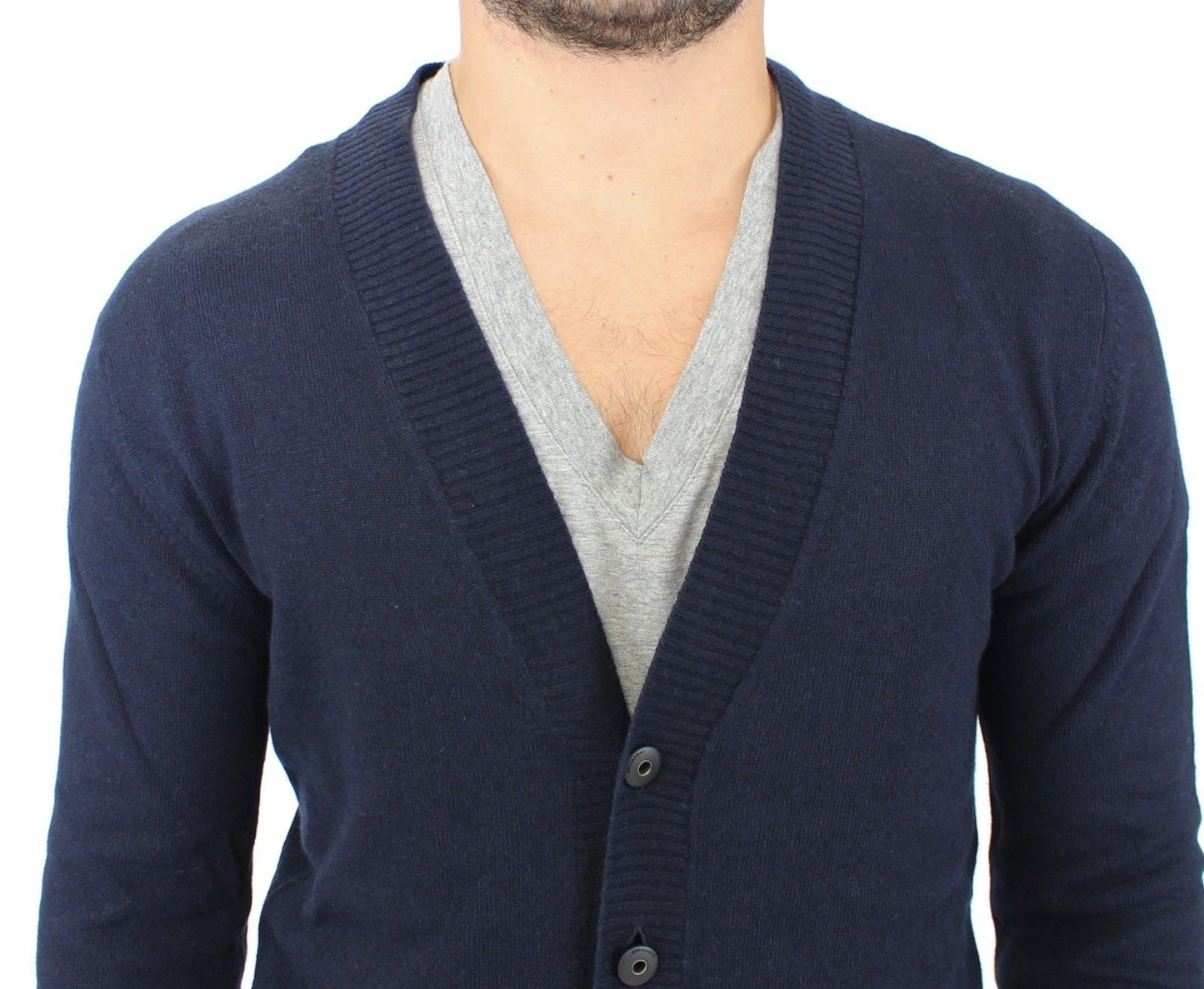 Blue Wool Cashmere Cardigan Pullover Sweater Ermanno Scervino