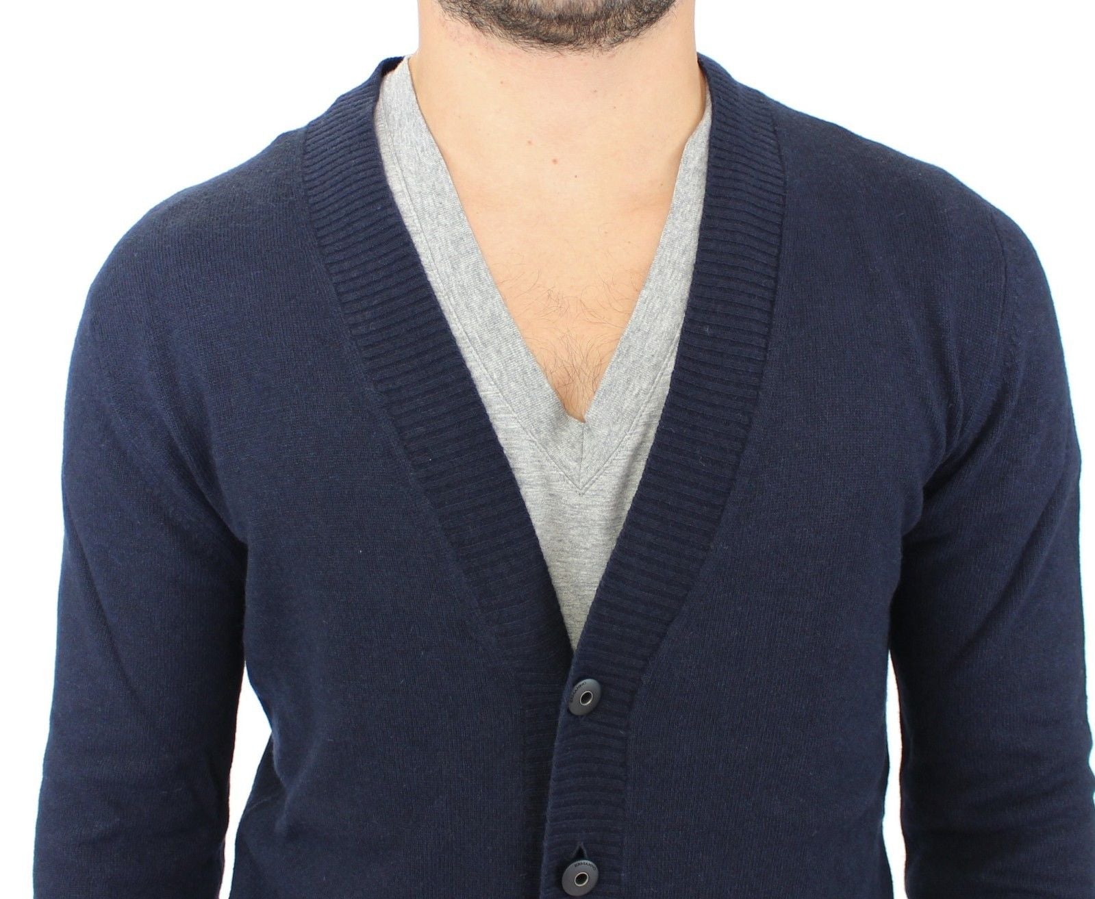 Blue Wool Cashmere Cardigan Pullover Sweater Ermanno Scervino