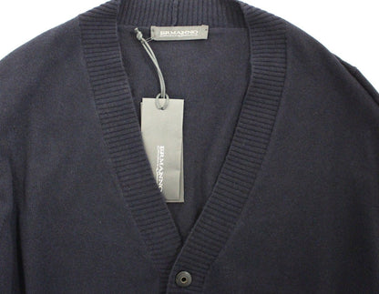 Blue Wool Cashmere Cardigan Pullover Sweater Ermanno Scervino