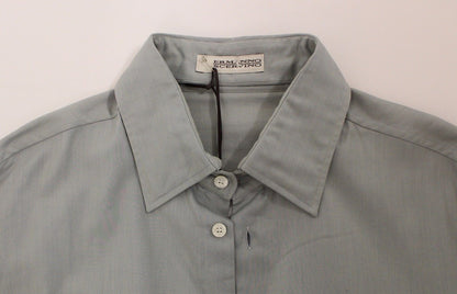 Gray Cotton Long Sleeve Casual Shirt Top Ermanno Scervino