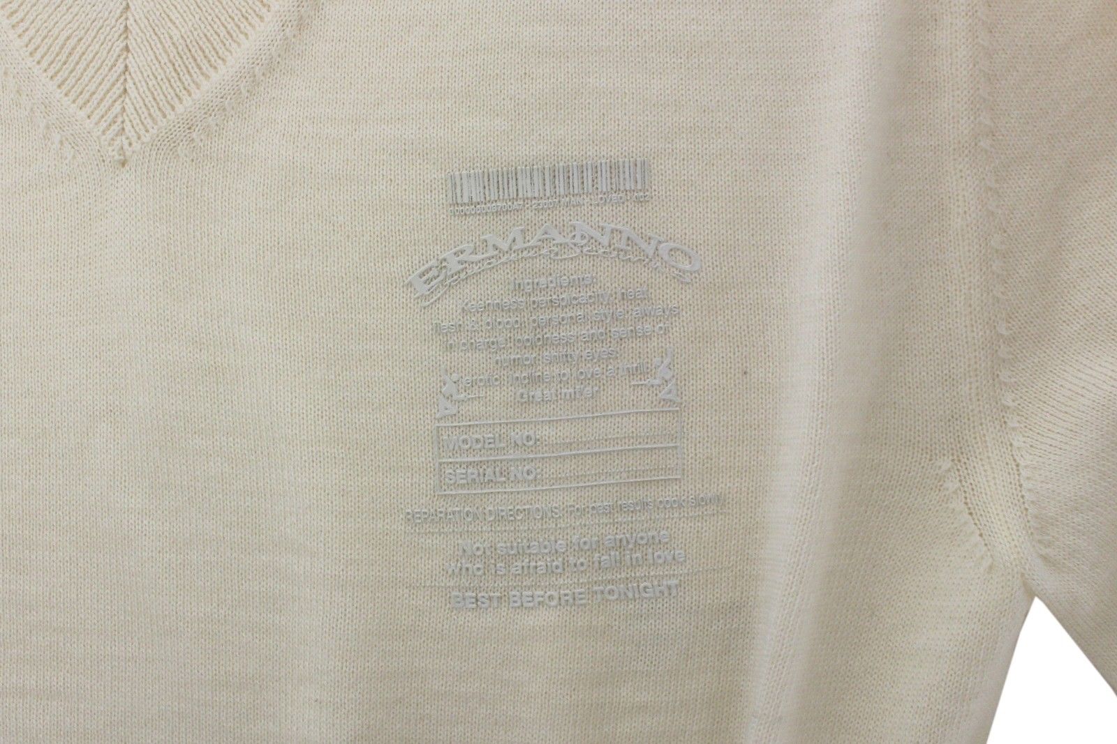 Off White Wool Blend V-neck Pullover Sweater Ermanno Scervino