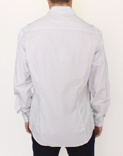White Gray Striped Regular Fit Casual Shirt Ermanno Scervino