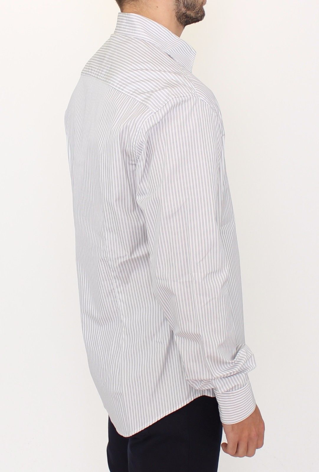 White Gray Striped Regular Fit Casual Shirt Ermanno Scervino