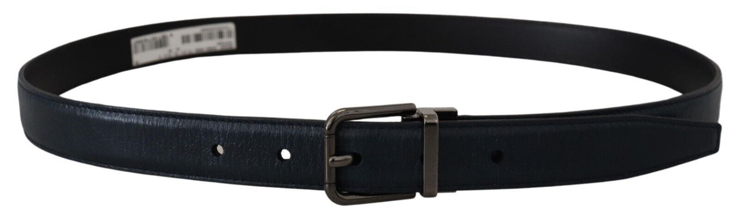 Blue Leather Silver Metal Buckle Vintage Belt