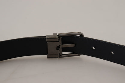 Blue Leather Silver Metal Buckle Vintage Belt