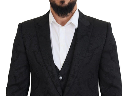 Black Floral Brocade 2 Piece MARTINI Suit