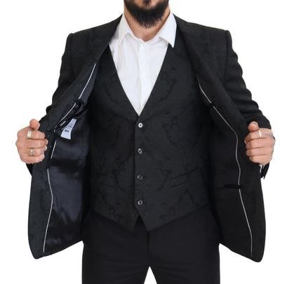Black Floral Brocade 2 Piece MARTINI Suit