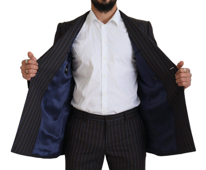 Black Striped Wool Formal 2 Piece Suit