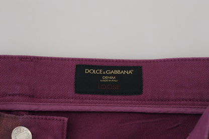 Magenta Cotton Men Casual Harness Denim Jeans