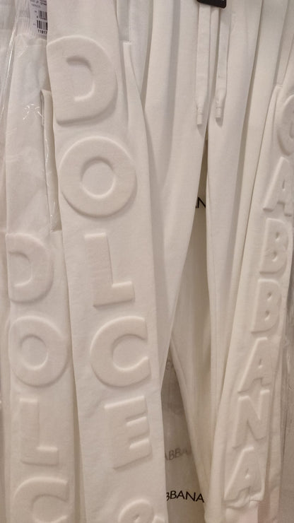 White Sport Logo Cotton Sweatpants Trousers Pants