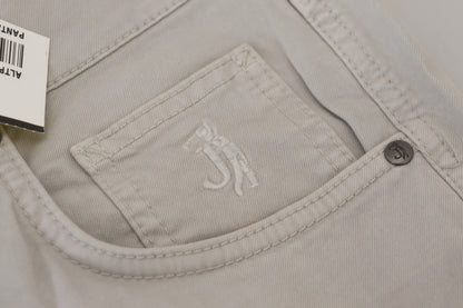 Gray Cotton Tapered Men Casual Pants