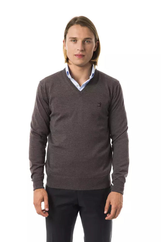 Gray Merino Wool Men Sweater Uominitaliani