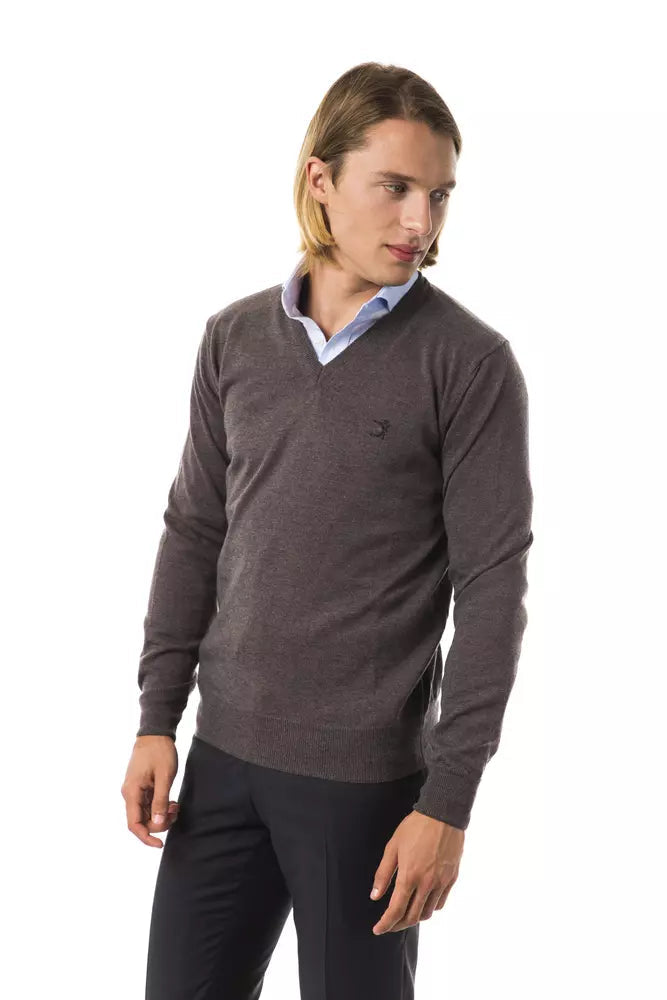 Gray Merino Wool Men Sweater Uominitaliani