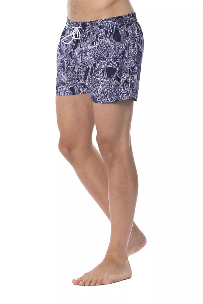 Blue Polyester Men's Swimwear