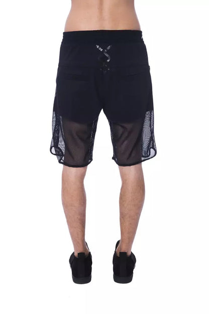 Black Polyester Men Short Nicolo Tonetto