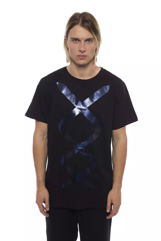 Black Cotton Men T-Shirt Nicolo Tonetto