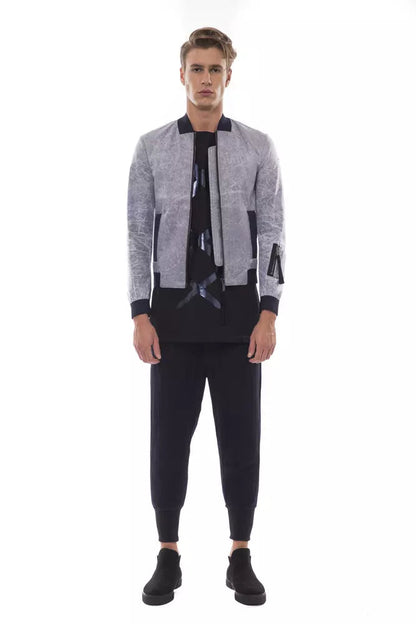 Gray Polyester Men Bomber Jacket Nicolo Tonetto