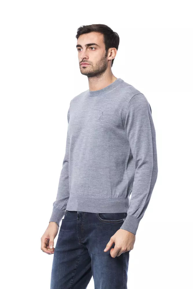 Gray Merino Wool Men Sweater Billionaire Italian Couture