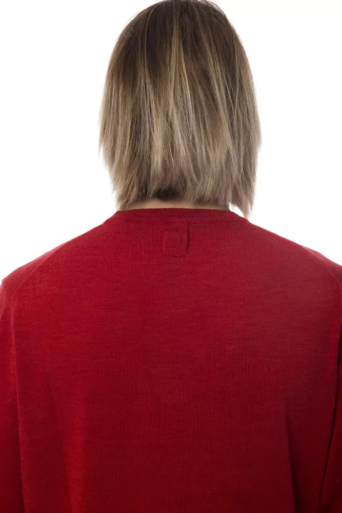 Red Merino Wool Men Sweater Billionaire Italian Couture
