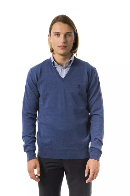Blue Merino Wool Men's Sweater Uominitaliani