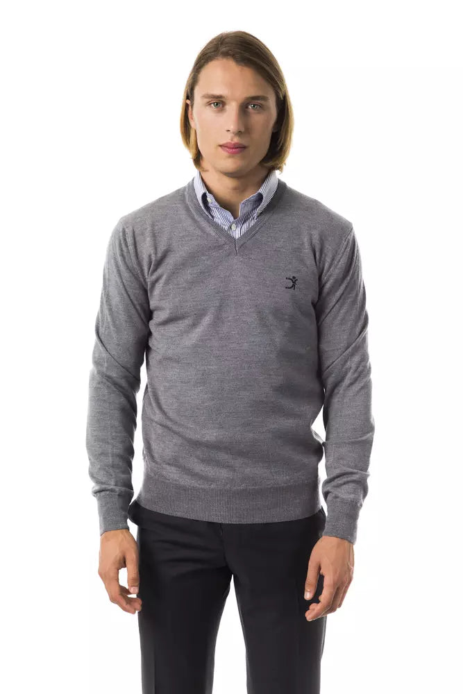 Gray Merino Wool Men Sweater Uominitaliani